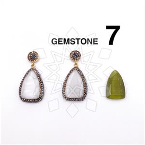 925 Sterling Silver Gem and Crystals Single Drop Earrings