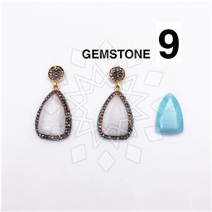 925 Sterling Silver Gem and Crystals Single Drop Earrings