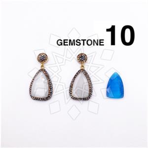925 Sterling Silver Gem and Crystals Single Drop Earrings