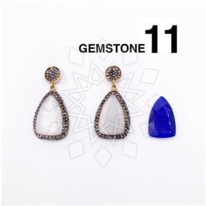 925 Sterling Silver Gem and Crystals Single Drop Earrings
