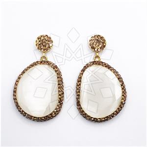 925 Sterling Silver Gem and Crystals Single Drop Earrings