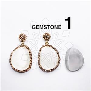 925 Sterling Silver Gem and Crystals Single Drop Earrings