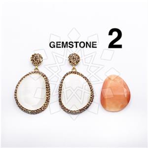 925 Sterling Silver Gem and Crystals Single Drop Earrings