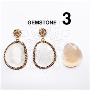 925 Sterling Silver Gem and Crystals Single Drop Earrings