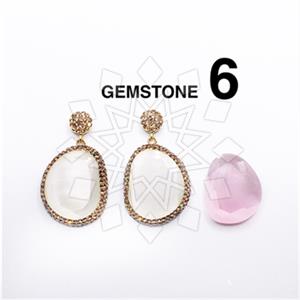 925 Sterling Silver Gem and Crystals Single Drop Earrings