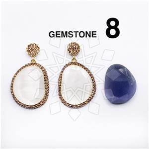 925 Sterling Silver Gem and Crystals Single Drop Earrings