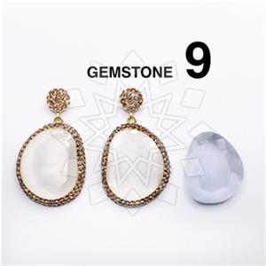 925 Sterling Silver Gem and Crystals Single Drop Earrings