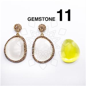 925 Sterling Silver Gem and Crystals Single Drop Earrings