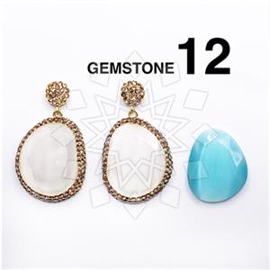 925 Sterling Silver Gem and Crystals Single Drop Earrings