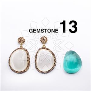 925 Sterling Silver Gem and Crystals Single Drop Earrings