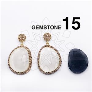 925 Sterling Silver Gem and Crystals Single Drop Earrings