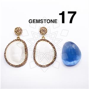 925 Sterling Silver Gem and Crystals Single Drop Earrings