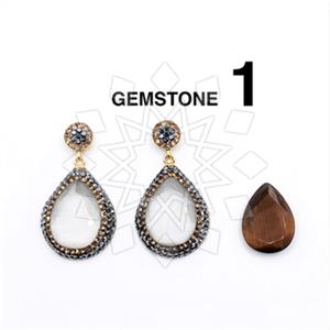925 Sterling Silver Gem and Crystals Single Drop Earrings