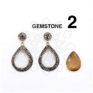 925 Sterling Silver Gem and Crystals Single Drop Earrings