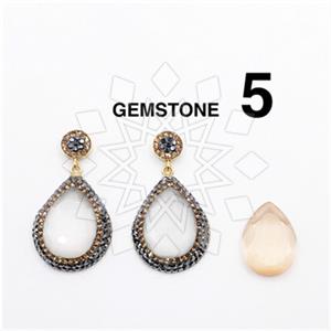925 Sterling Silver Gem and Crystals Single Drop Earrings