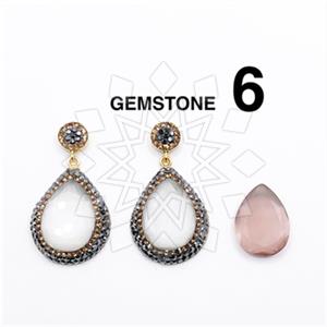 925 Sterling Silver Gem and Crystals Single Drop Earrings