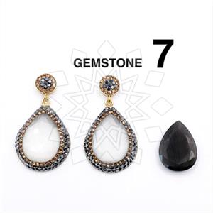 925 Sterling Silver Gem and Crystals Single Drop Earrings