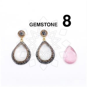 925 Sterling Silver Gem and Crystals Single Drop Earrings