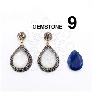 925 Sterling Silver Gem and Crystals Single Drop Earrings