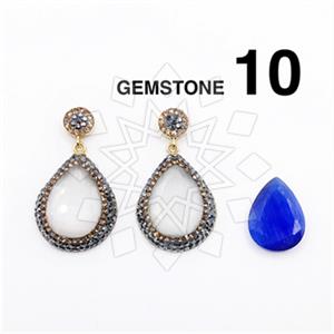 925 Sterling Silver Gem and Crystals Single Drop Earrings
