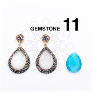 925 Sterling Silver Gem and Crystals Single Drop Earrings