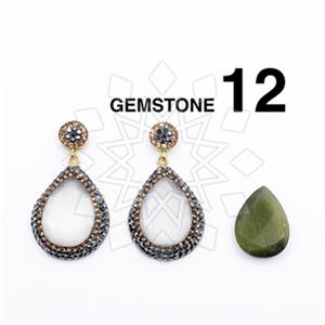925 Sterling Silver Gem and Crystals Single Drop Earrings