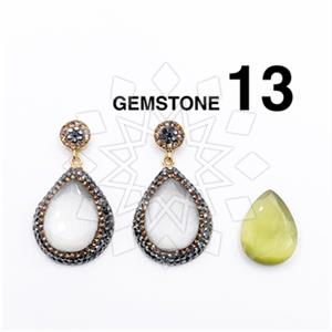 925 Sterling Silver Gem and Crystals Single Drop Earrings