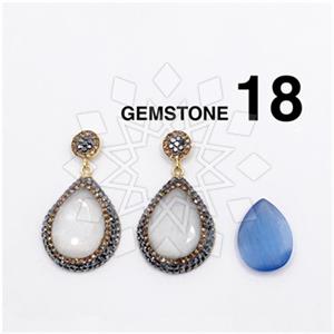925 Sterling Silver Gem and Crystals Single Drop Earrings