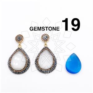 925 Sterling Silver Gem and Crystals Single Drop Earrings