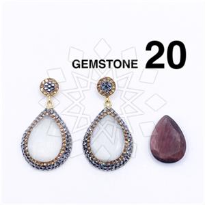 925 Sterling Silver Gem and Crystals Single Drop Earrings