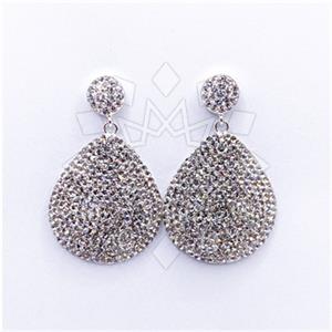 925 Sterling Silver Gem and Crystals Single Drop Earrings