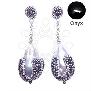 925 Sterling Silver Gem and Crystals Single Drop Earrings