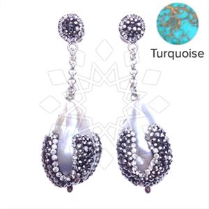925 Sterling Silver Gem and Crystals Single Drop Earrings
