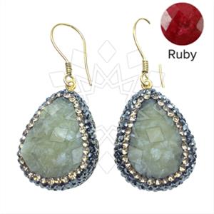 925 Sterling Silver Gem and Crystals Single Drop Earrings