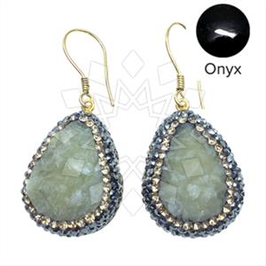 925 Sterling Silver Gem and Crystals Single Drop Earrings