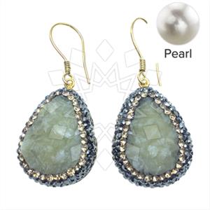 925 Sterling Silver Gem and Crystals Single Drop Earrings