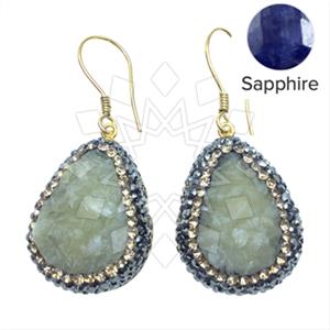 925 Sterling Silver Gem and Crystals Single Drop Earrings