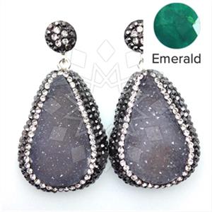 925 Sterling Silver Gem and Crystals Single Drop Earrings