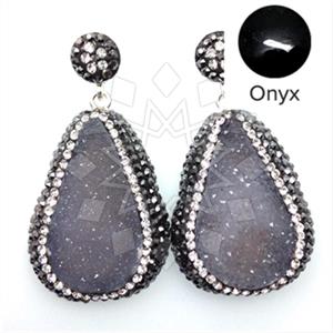 925 Sterling Silver Gem and Crystals Single Drop Earrings