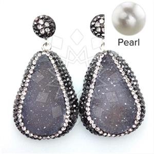 925 Sterling Silver Gem and Crystals Single Drop Earrings
