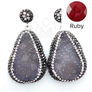 925 Sterling Silver Gem and Crystals Single Drop Earrings