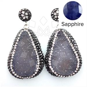 925 Sterling Silver Gem and Crystals Single Drop Earrings