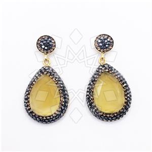 925 Sterling Silver Gem and Crystals Single Drop Earrings