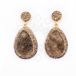 925 Sterling Silver Gem and Crystals Single Drop Earrings