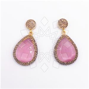 925 Sterling Silver Gem and Crystals Single Drop Earrings