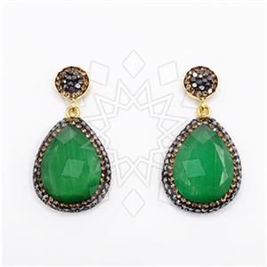 925 Sterling Silver Gem and Crystals Single Drop Earrings