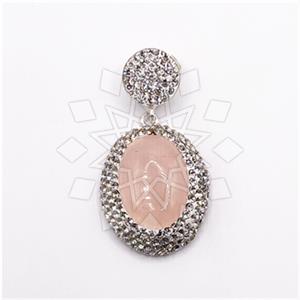 925 Sterling Silver Gem and Crystals Single Drop Gem Pendant