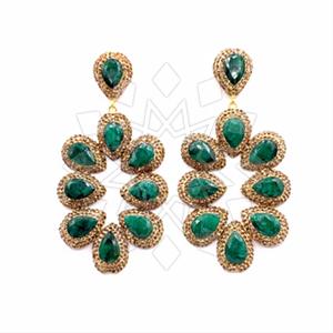 925 Sterling Silver Gem and Crystals Statement Earring