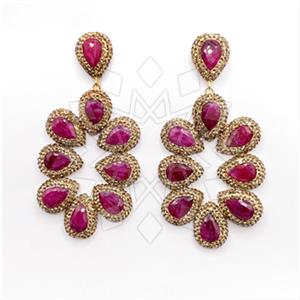 925 Sterling Silver Gem and Crystals Statement Earring