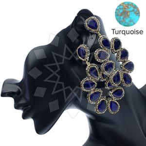 925 Sterling Silver Gem and Crystals Statement Earring